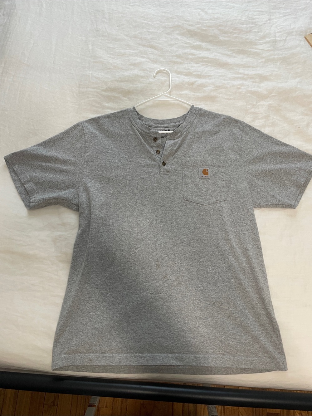 Carhartt Gray Short-Sleeve Henley with Pocket